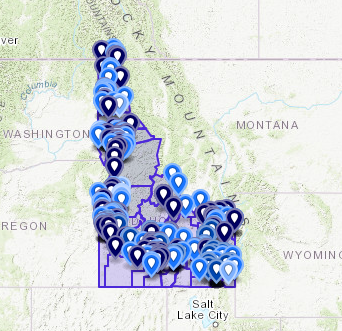 Idaho map of conservation projects